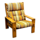 Grande chaise longue vintage en bois d'orme avec tissu d'origine, années 1970, France