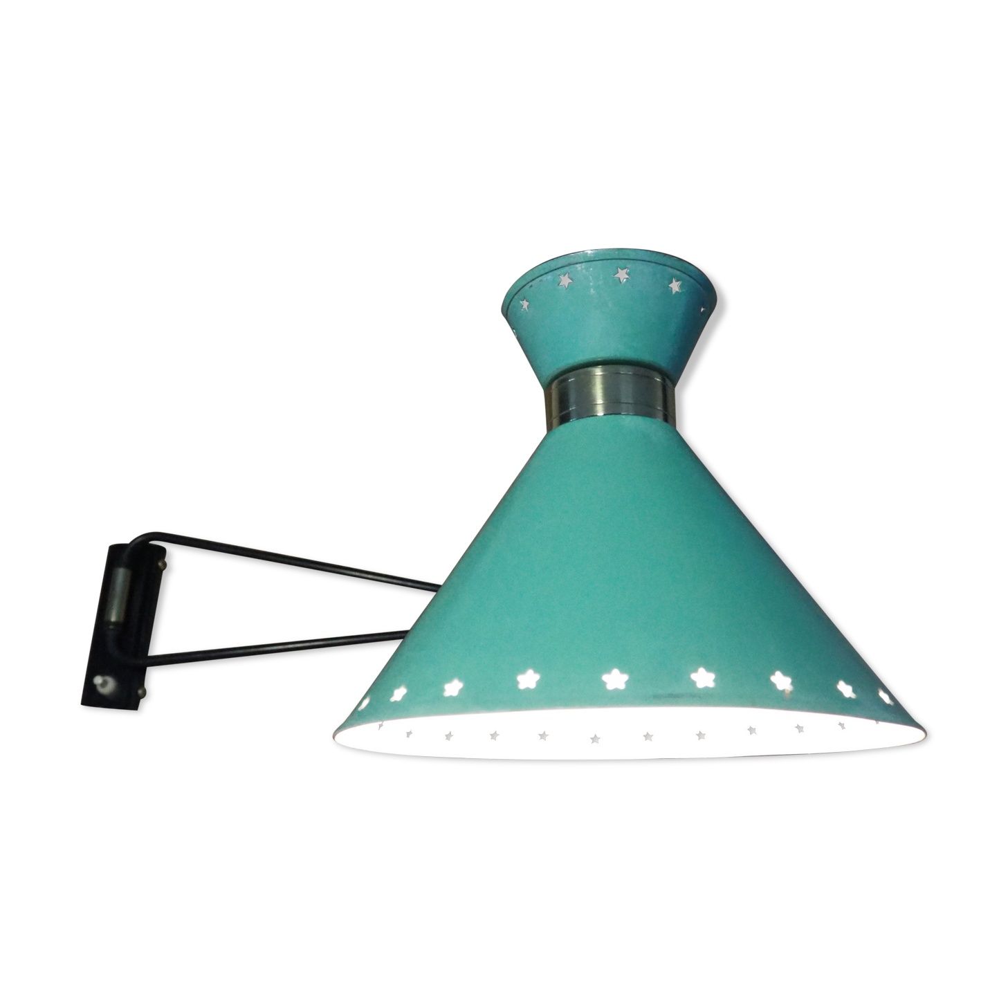 Diabolo articulated wall stem lamp by designer René Mathieu - green