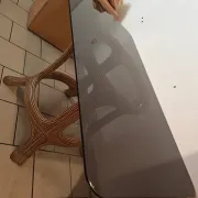 Old table in tinted glass