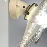 Pair of bistro wall sconces in scalloped opaline glass and Art Deco porcelain