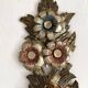 Decorative carved wooden ornament bouquet flowers and ribbon