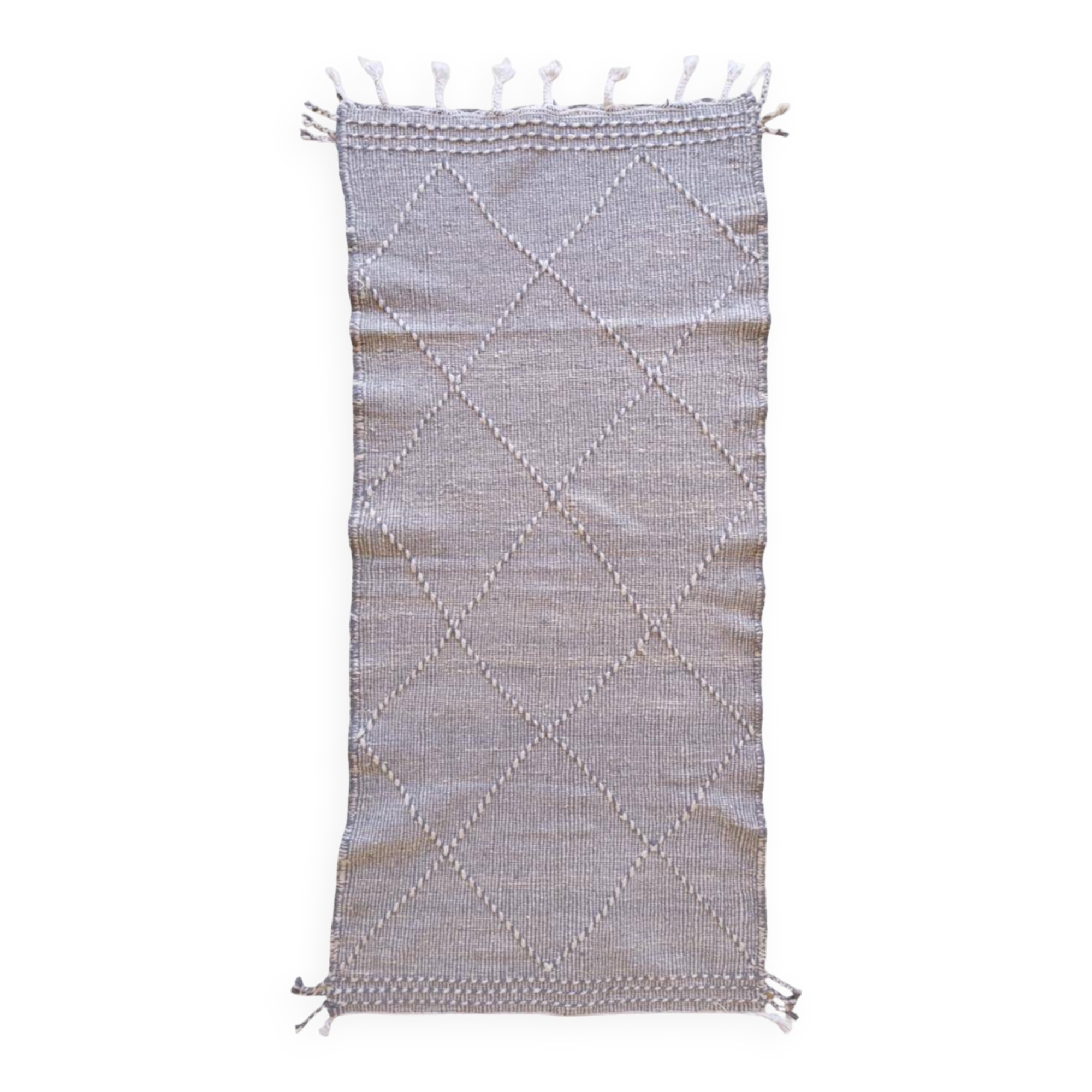 Gray Kilim Rug - 210 x 87 cm