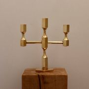 Vintage Swedish Three-Arm Brass Candleholder by Gusum, circa 1974