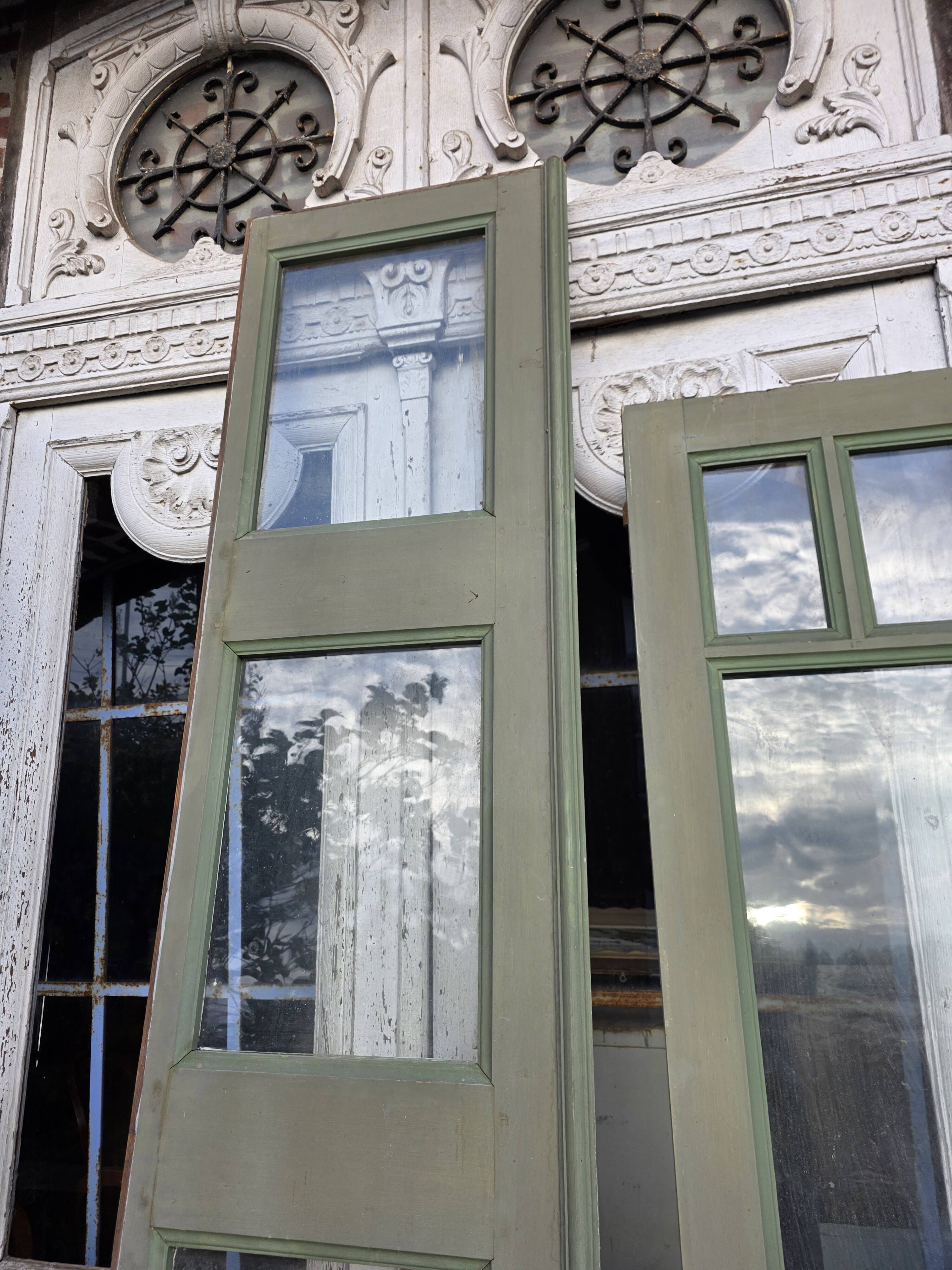 4 Art Nouveau partition doors + transom