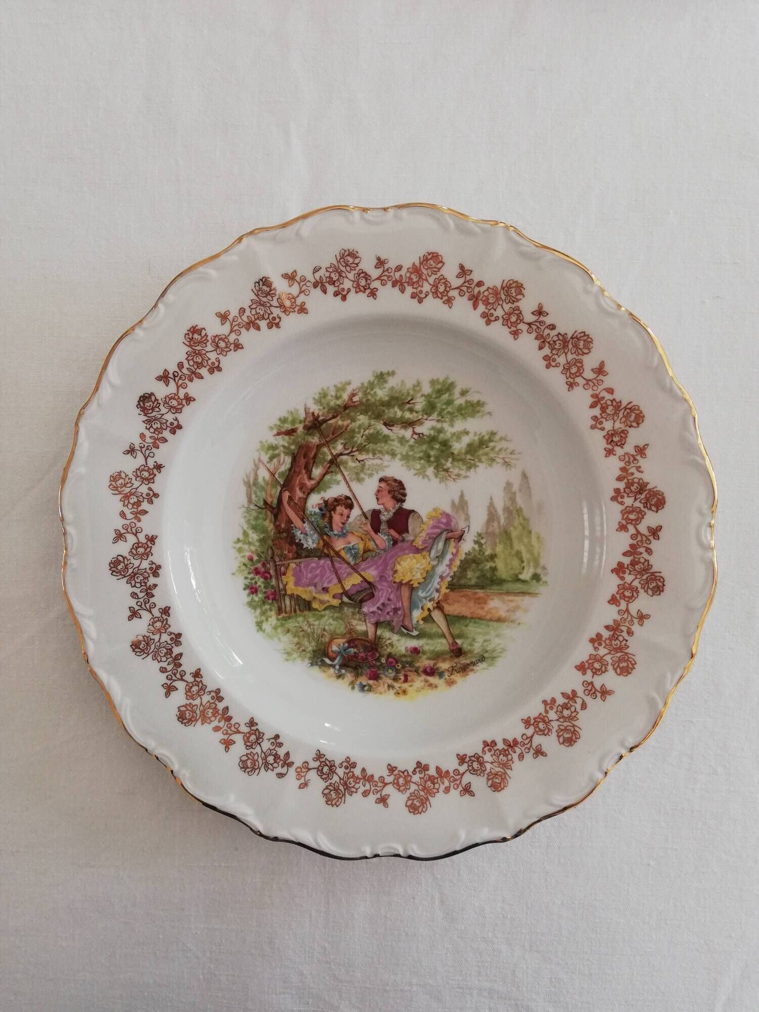 Lot vintage porcelain plates by Digoin Fragonard