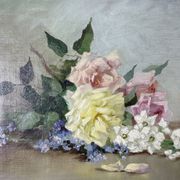 Oil follows canvas "Bouquet of roses" Ernest Filliard (1868-1933)