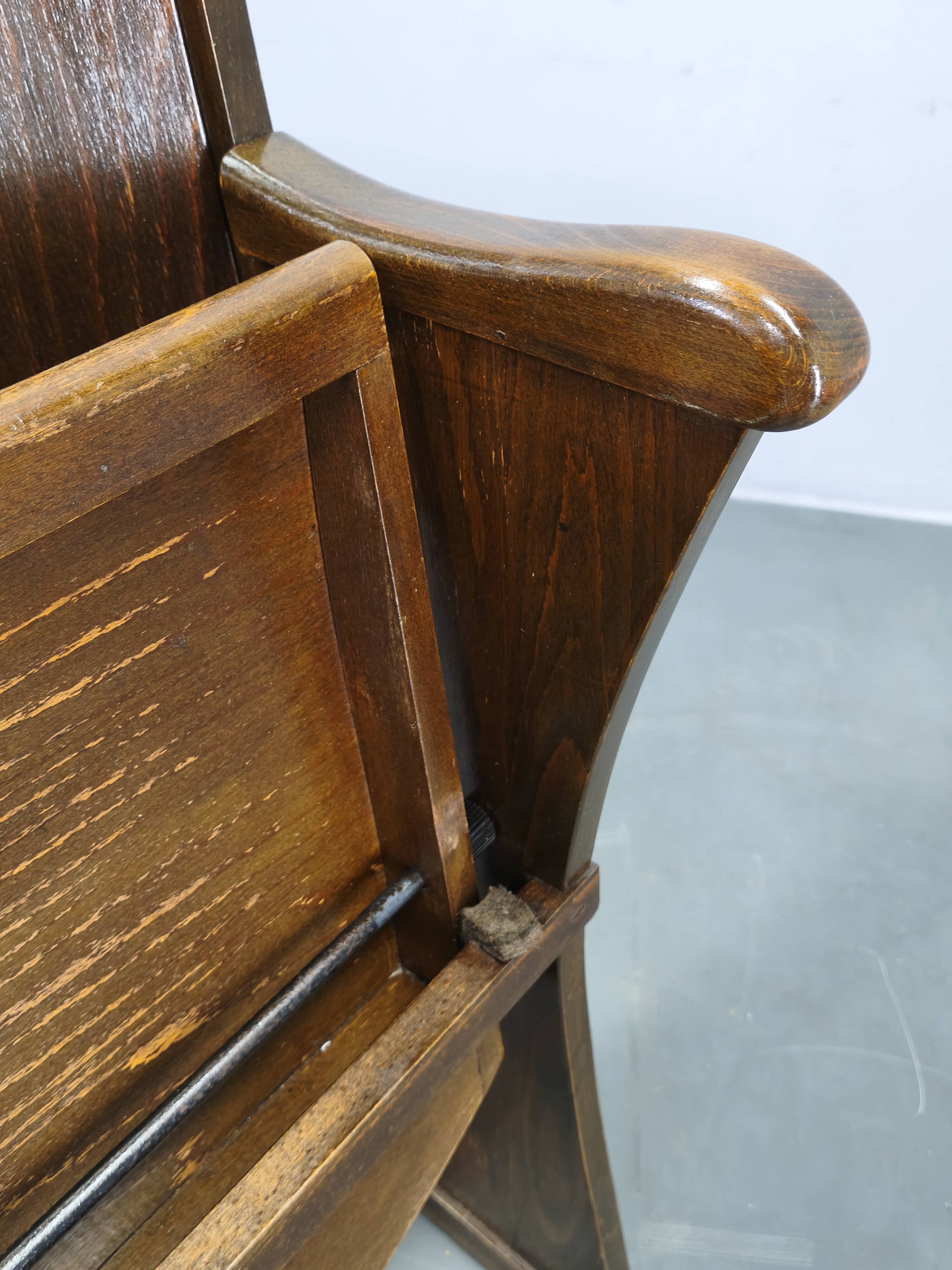 1950s Vintage Cinema Chair Beech Wood Theater Seat Armchair