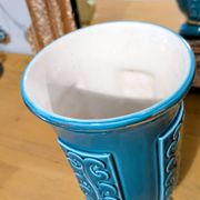 Ocean blue Verceram vase — French art ceramics