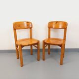 Set of 2 vintage Scandinavian chairs by Rainer Daumiller in pine from the 1960s.