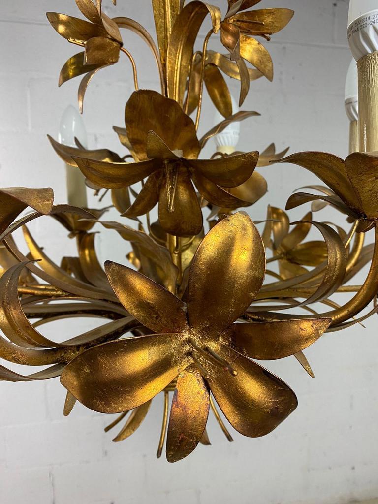 Vintage "golden" pendant lamp / flower chandelier