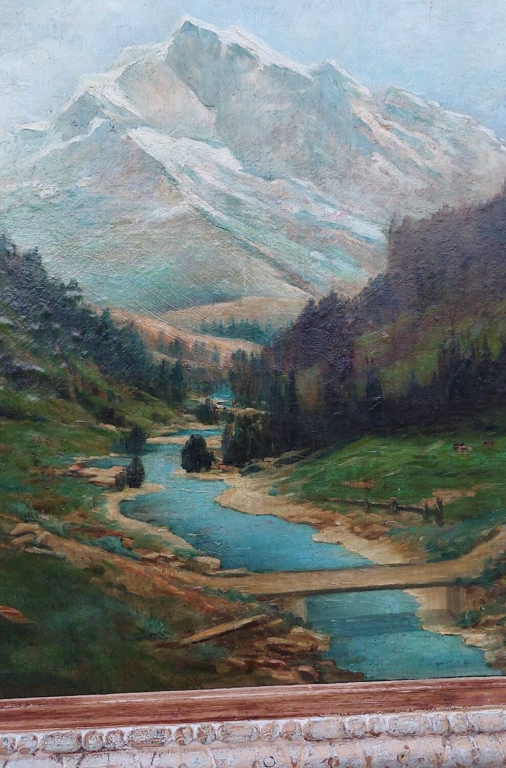 Large antique mountain painting