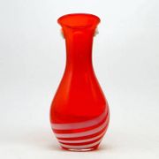 Vase with eyelet, mid-century modern, red glass, designed by L. Fiedorowicz, Poland, 1970s