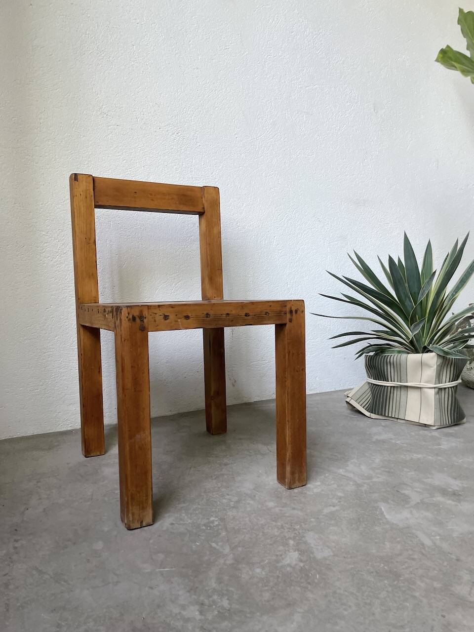 Brutalist pine chair