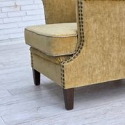 1960s, Danish armchair, honey-yellow furniture velour, original condition.
