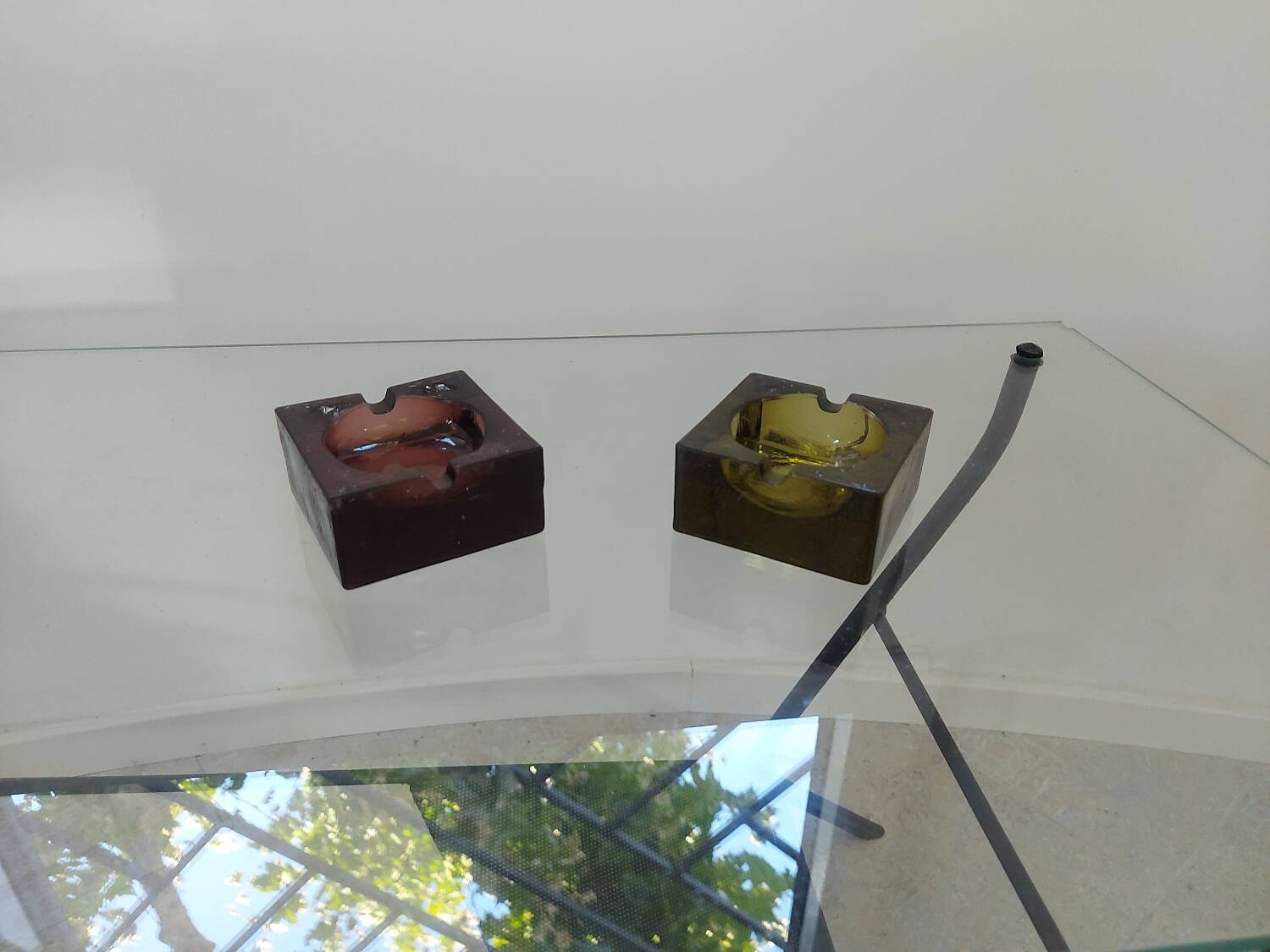 Two vintage glass ashtrays