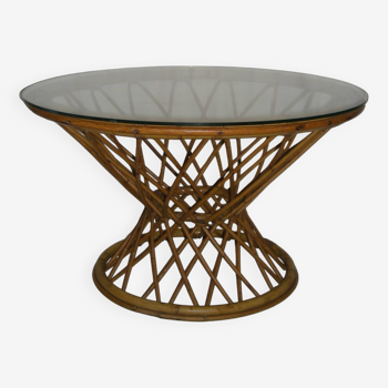 diabolo rattan coffee table from the 50s