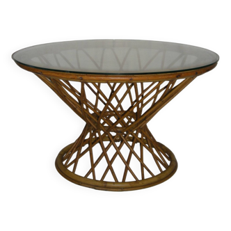 diabolo rattan coffee table from the 50s