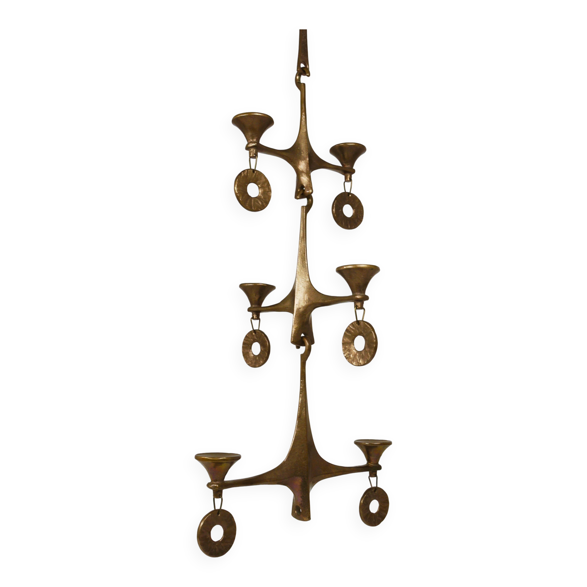 Grand Chandelier Suspended Candelabrum Brutalist Michael Harjes, 1970s
