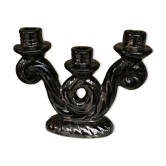 Former black ceramic candlestick signed Vallauris