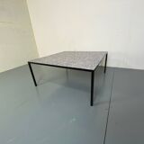 Mid-Century Modernist Rectangular Bleu Black Steel and Ceramic Coffee Table, 1960s