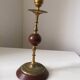 Antique beautiful hard stone candlestick, jasper, red marble, 19th century