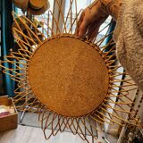 Large round rattan mirror