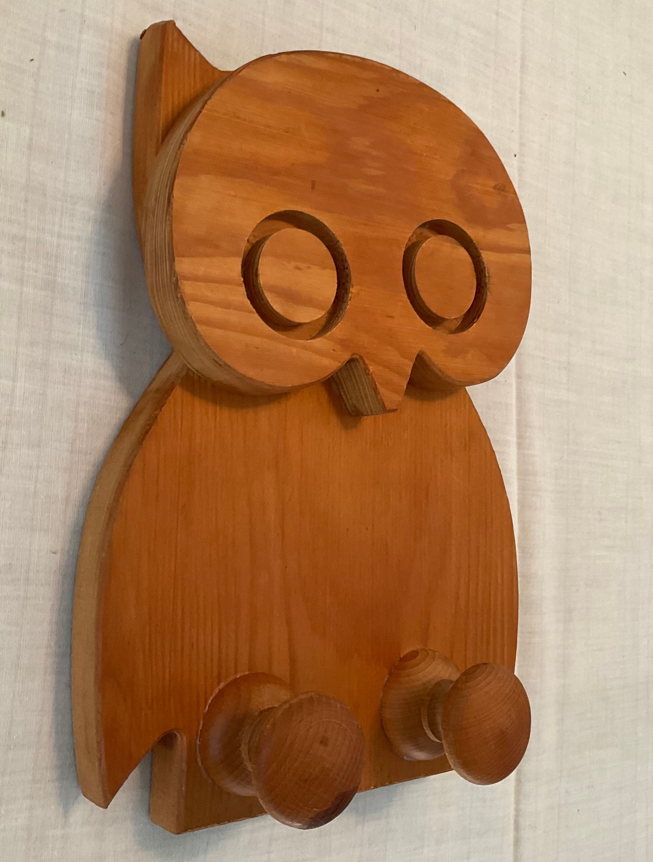Vintage wooden owl coat rack