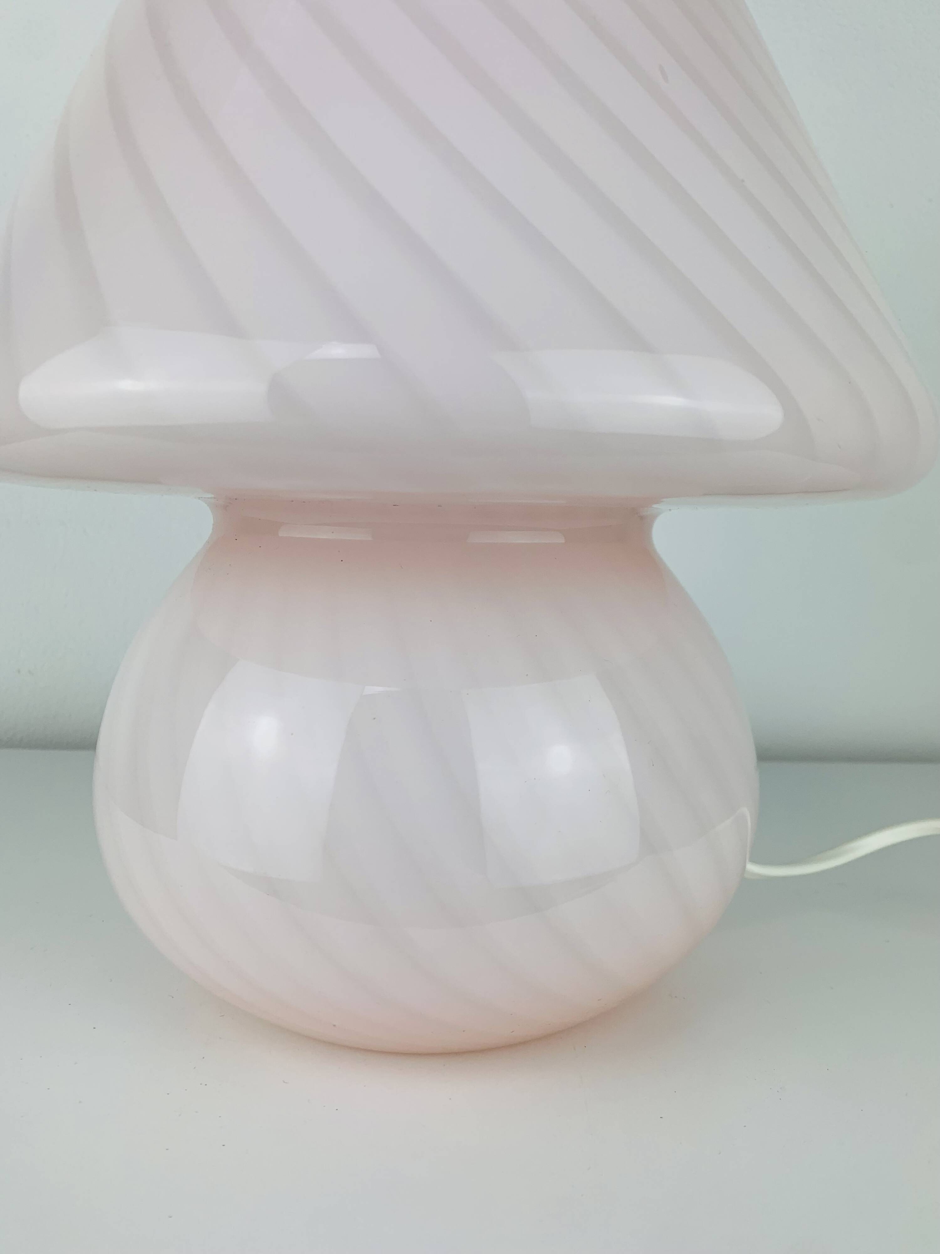 Pink mushroom lamp, Murano glass, vintage