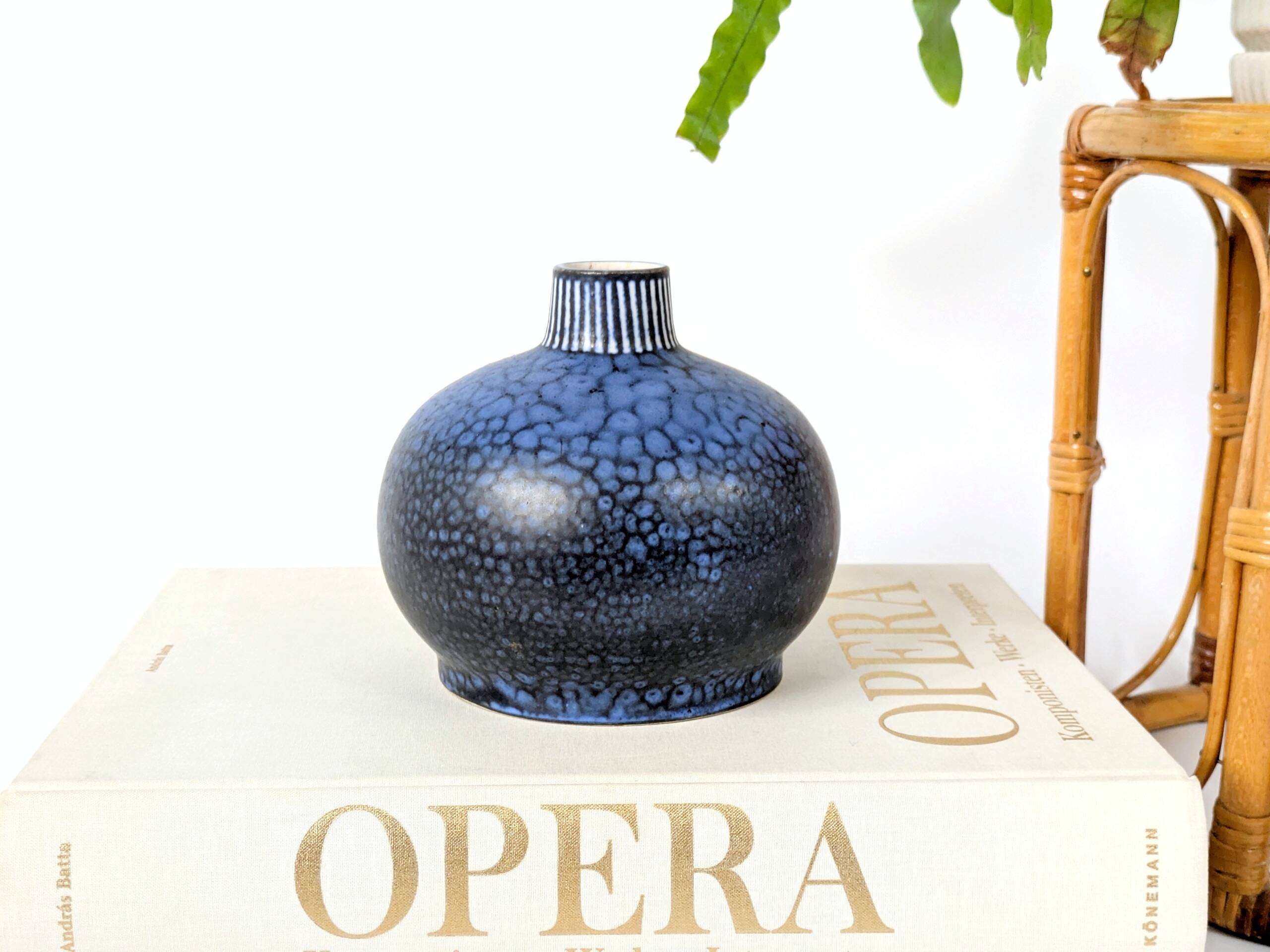 Vintage blue ceramic vase by Thoms Keramik, Germany, 1960s–1970s