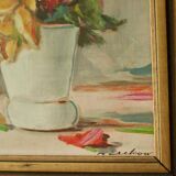 Original Swedish oil on panel – "Still Life: Vase of Roses"