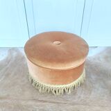 Vintage velvet pouf with fringes