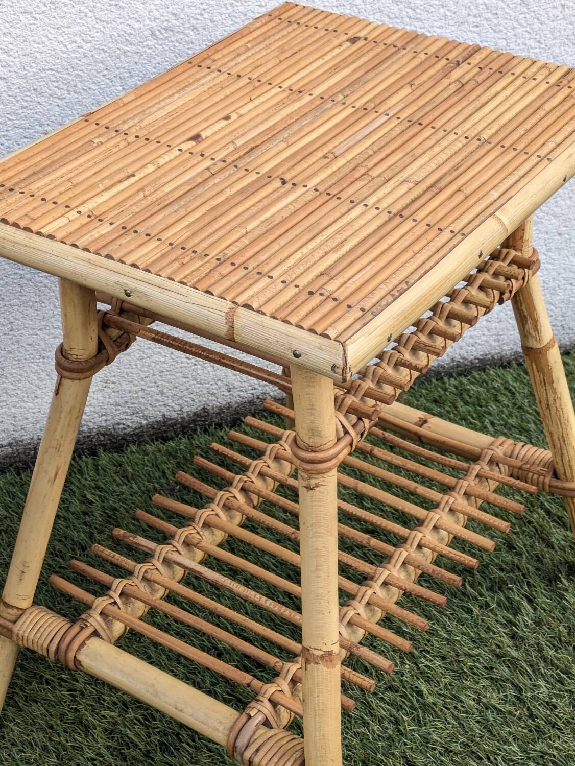 Pair of rattan bedside tables – Audoux Minet style