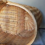 Asymmetrical woven rattan basket
