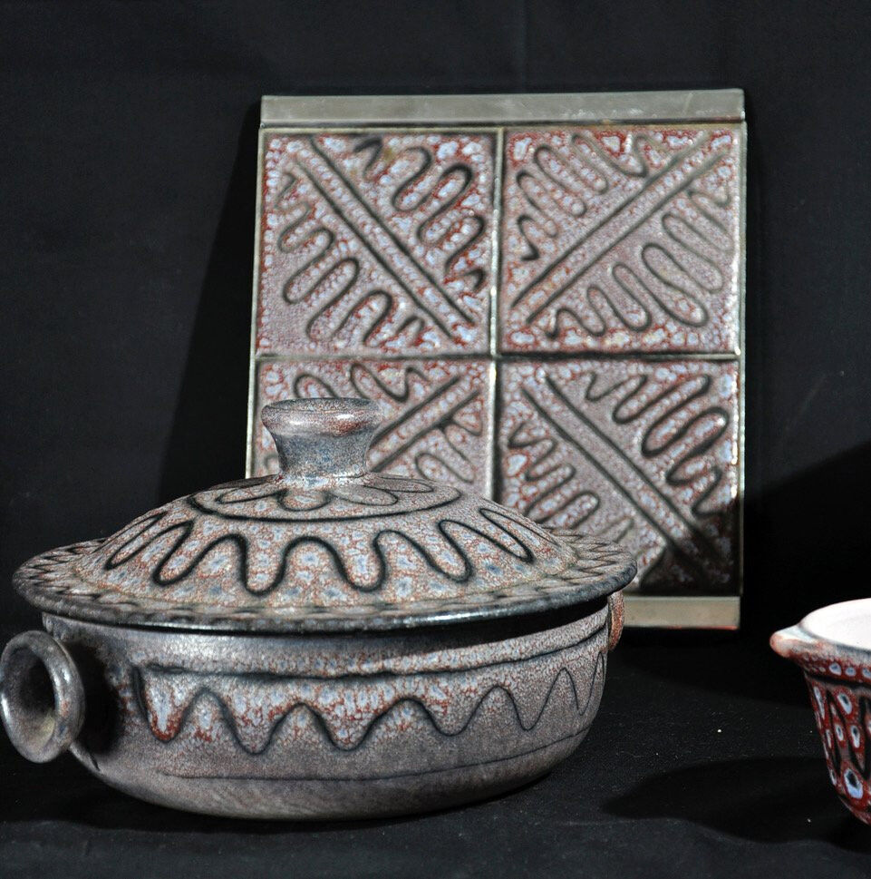 Ceramic set signed Jean Austruy circa 1970