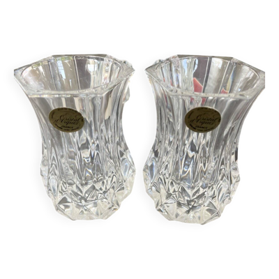 2 vases Violette Cristal d’Arques Hauteur 8 cm et leur boîte d'origine