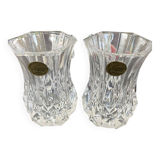 2 Violette Cristal d’Arques vases Height 8 cm and their original box