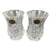 2 Violette Cristal d’Arques vases Height 8 cm and their original box