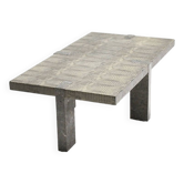 1970s Faux Crocodile Skin and Marble Coffee Table