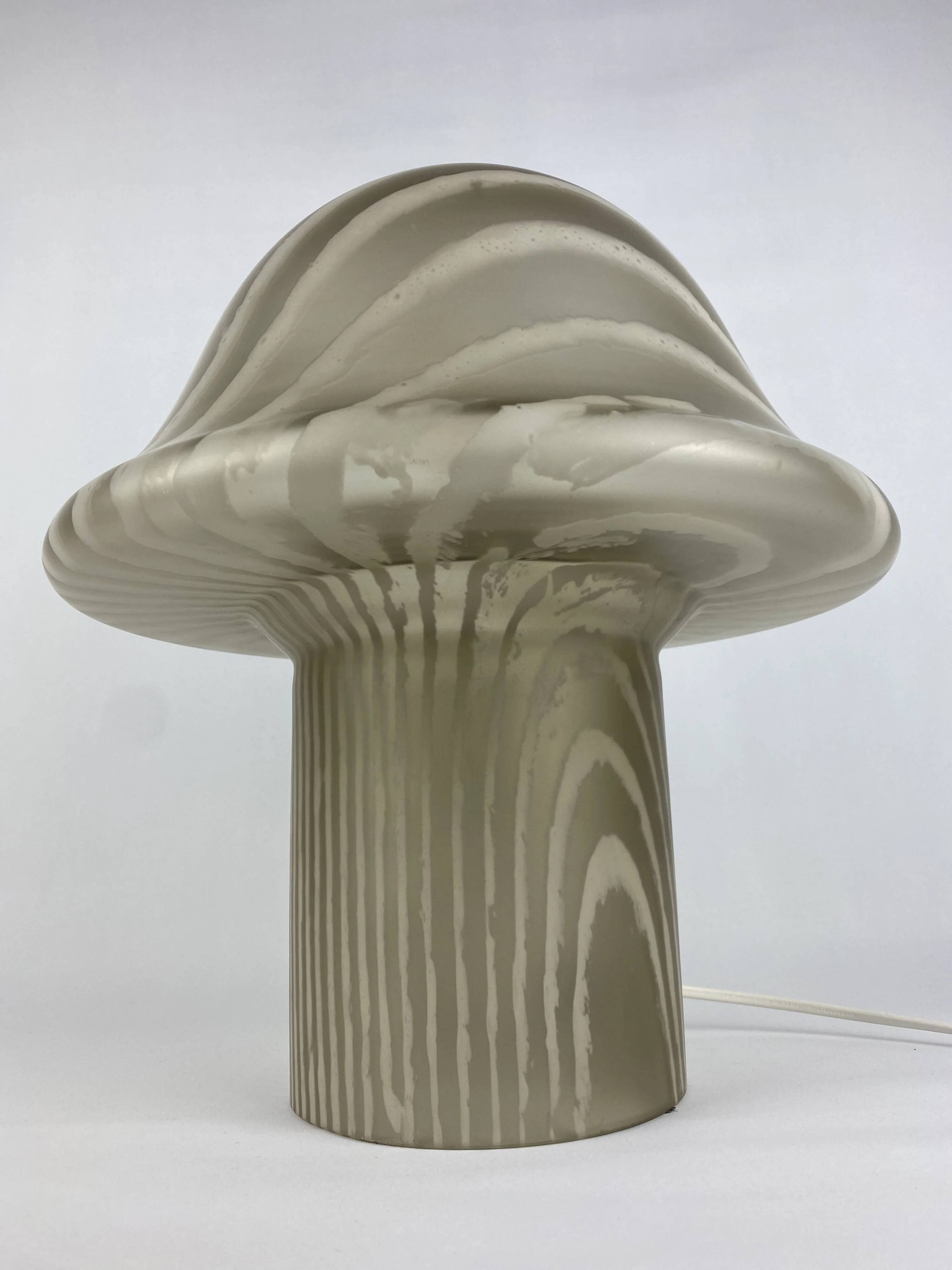 Large mushroom table lamp by Peill and Putzler in smoked glass XL 1970