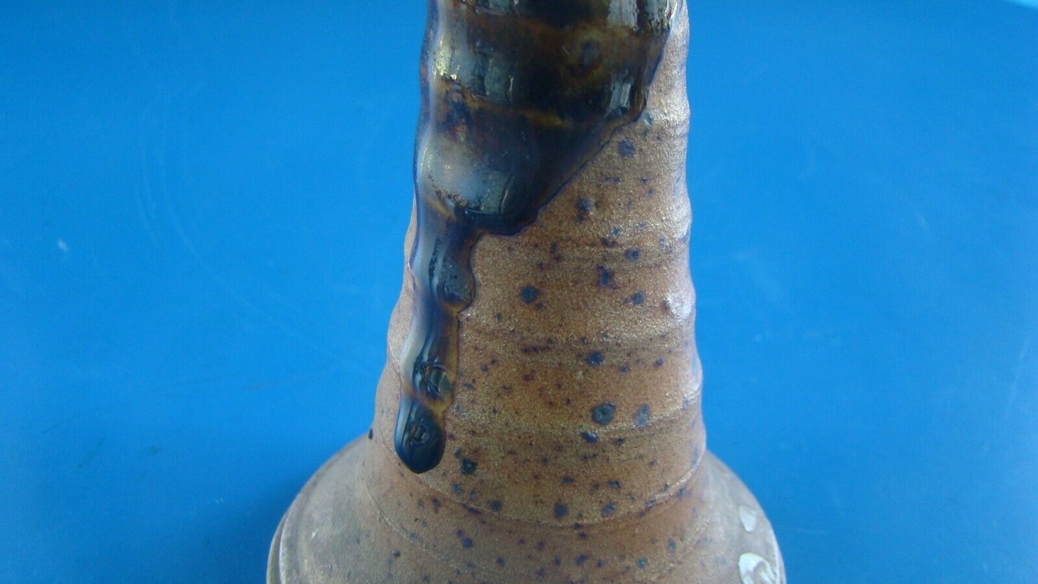 Pair of corsican sandstone candlesticks varnished Truchon Oletta stamped