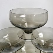 Set of 6 art deco design champagne glasses in smoked glass 30s-40s