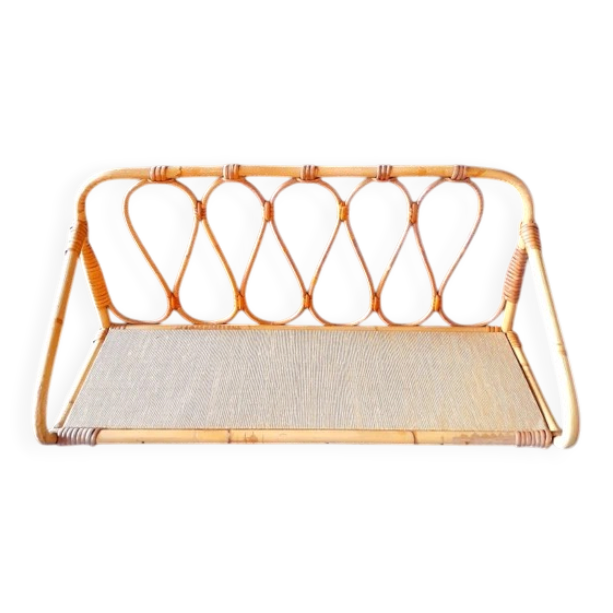 1960s rattan wall shelf