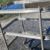 Rolling service silver metal and bluish glass
