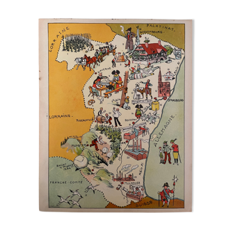 Affiche vintage carte illustrée de l'Alsace - JP Pinchon