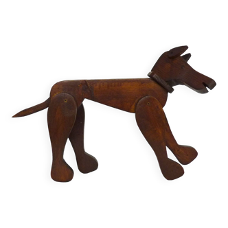 Jouet chien articulé en bois. Années 40