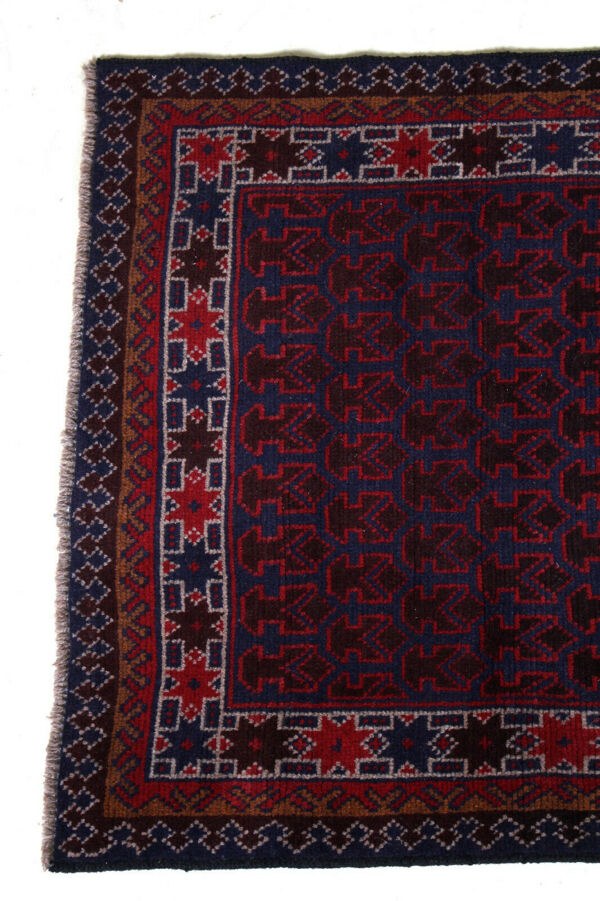 Tapis à franges Gazak afghan à motif géométrique 131x86cm