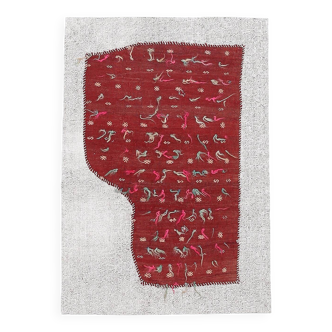 3x5 Red Contemporary Vintage Kilim Rug, 105x149Cm