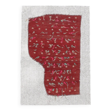 3x5 Red Contemporary Vintage Kilim Rug, 105x149Cm