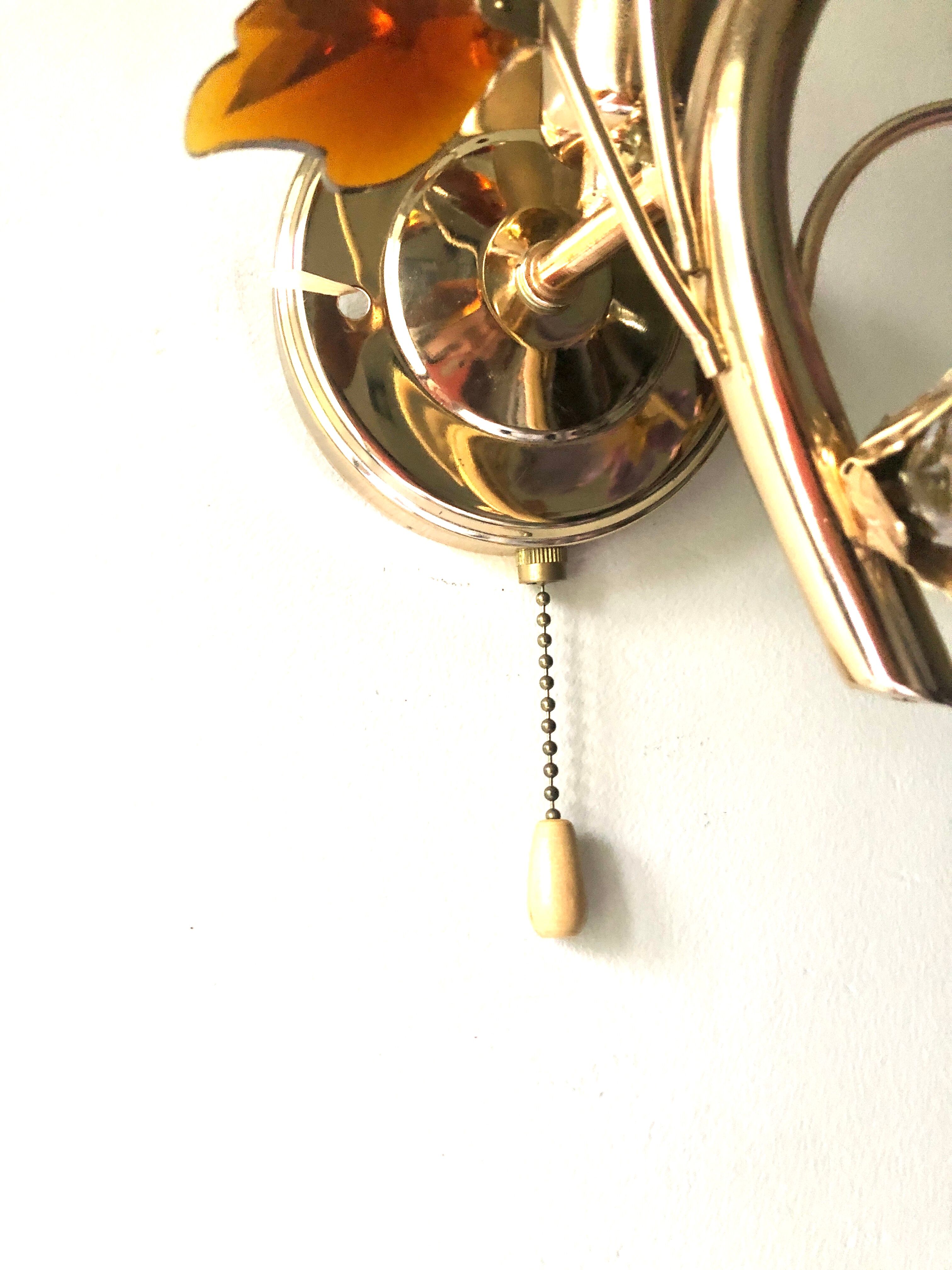 Large wall lamp flowers glass Murano 1970