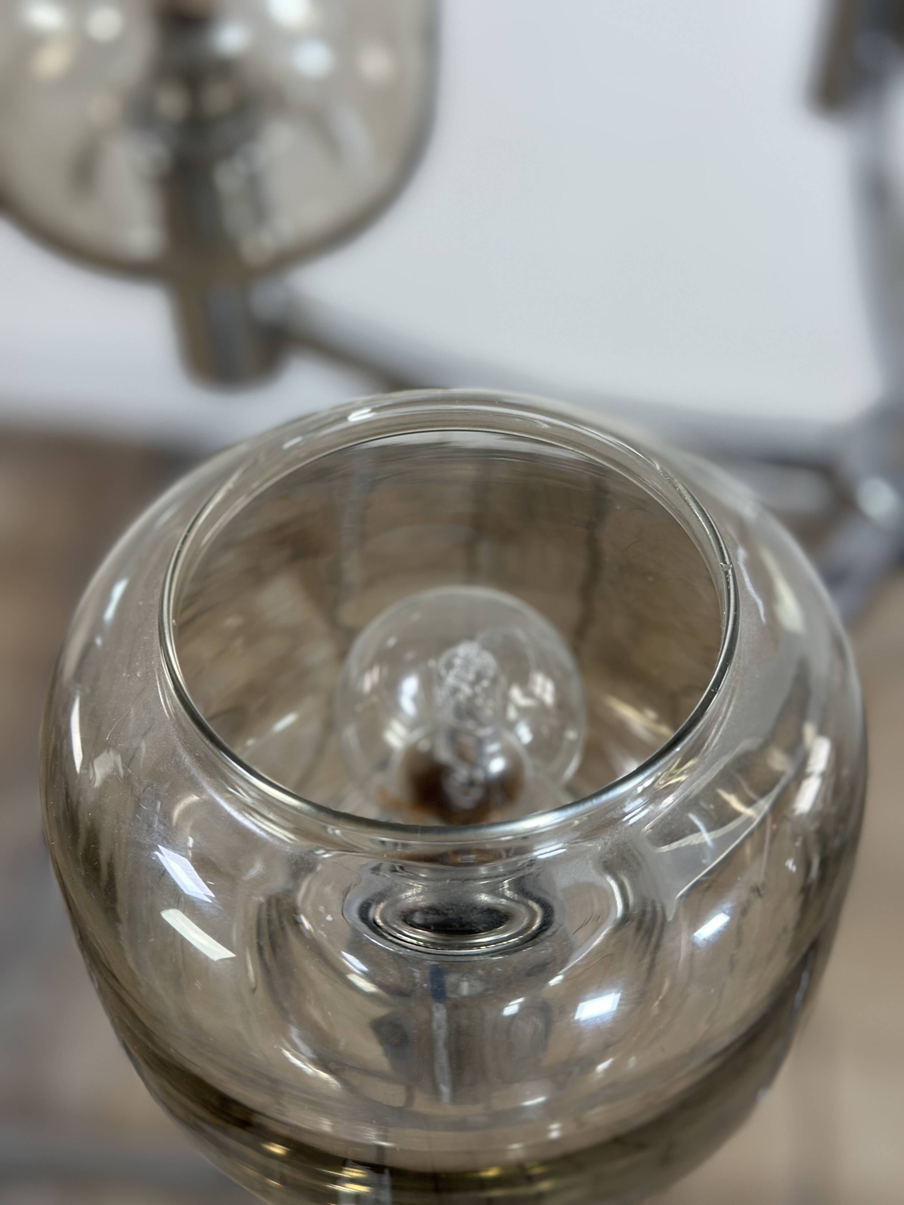 Vintage 70's chrome metal chandelier by Gaetano Sciolari